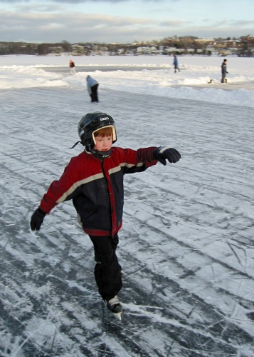 James skating on Lake Banook